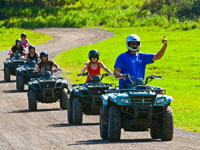 group riding atvs in oahu at Kualoa Ranch