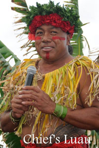 chief sielu at the chiefs luau at sea life park hawaii